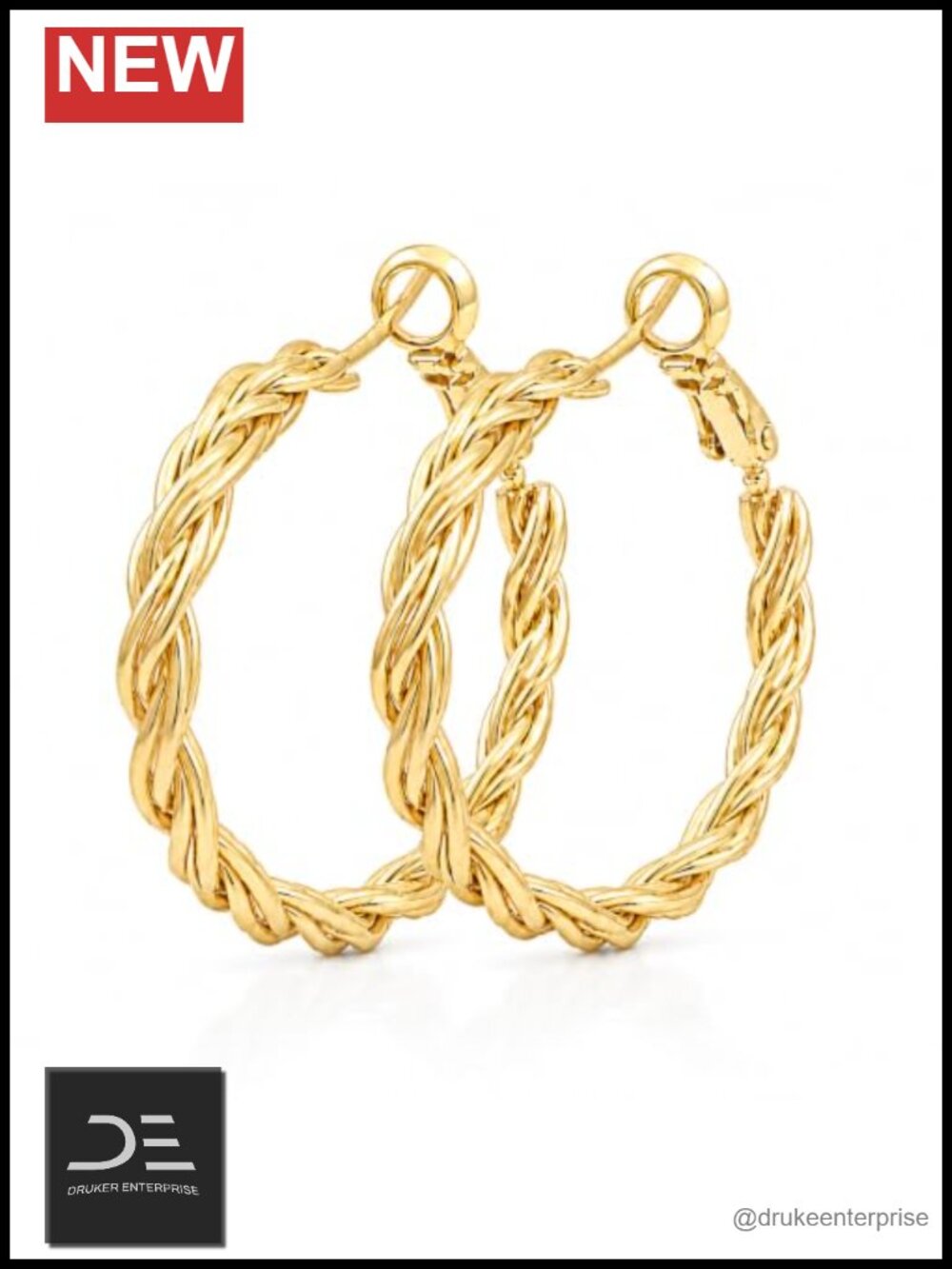 14K Gold Plated Twist Hoop Earrings for Women Hypoallergenic